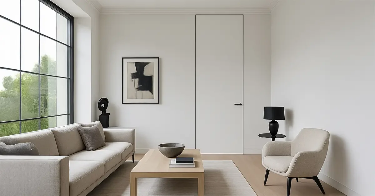Full-height frameless door - bespoke, high-end finish